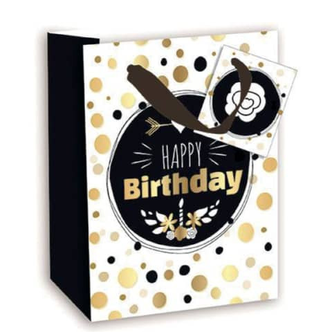 Geschenktragetasche mittel Happy Birthday - 17,7 x 22,7 x 9,8 cm