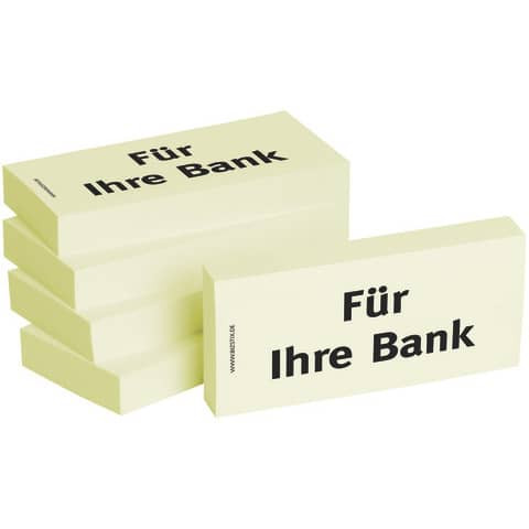 Haftnotizen "Für Ihre Bank" - 75 x 35 mm, 5x 100 Blatt