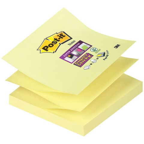 Haftnotiz Super Sticky Z-Notes - 76 x 76 mm, gelb, 90 Blatt