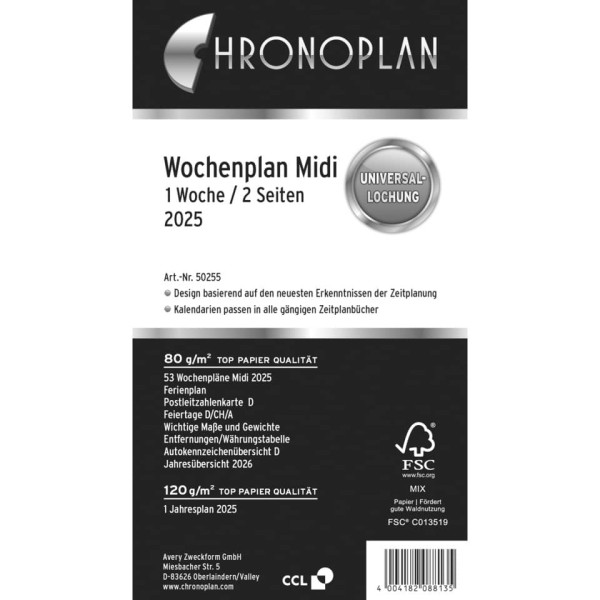 Wochenplan Midi, 2025 CHRONOPLAN 50255