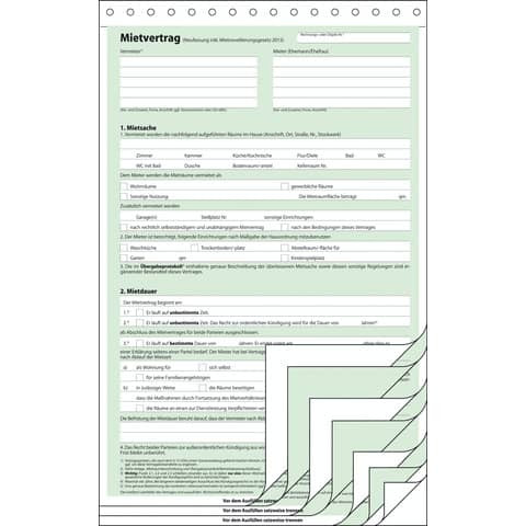 Mietvertrag - A4, 4 x 2 Blatt