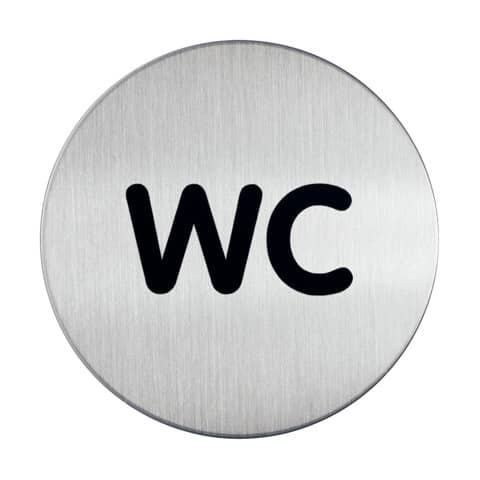 PICTO "WC", 83 mm Durchmesser, metallic silber