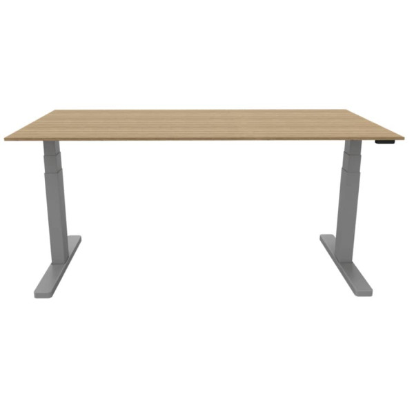 Schreibtisch elektrisch höhenverstellbar, 160x80cm, eiche/silber Q-CONNECT KF14156