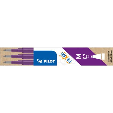 Tintenrollermine FriXion BLS-FR7 - 0,4 mm, violett, 3er Pack