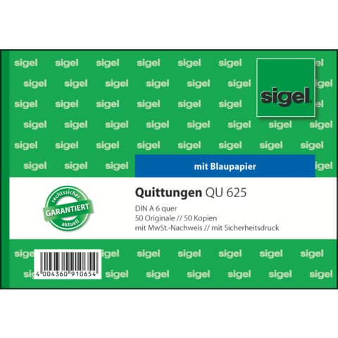 Quittungen mit Sicherheitsdruck - A6 quer, MP, BL, 2 x 50 Blatt