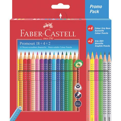 Farbstifte 18ST+6ST sortiert FABER CASTELL 201540 Colour Grip