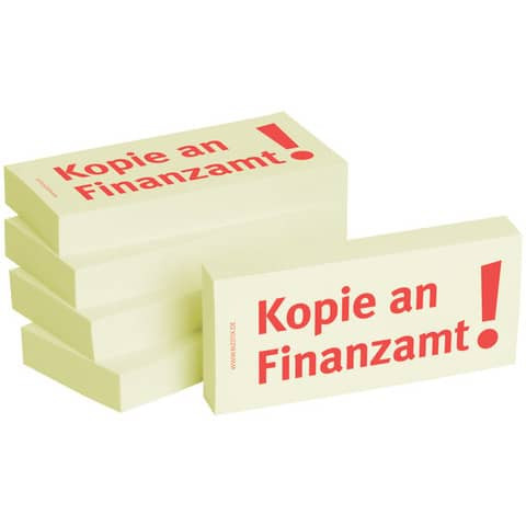 Haftnotizen "Kopie an Finanzamt" - 75 x 35 mm, 5x 100 Blatt