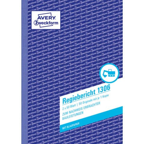 1306 Regiebericht, DIN A5, vorgelocht, 2 x 50 Blatt, weiß, gelb