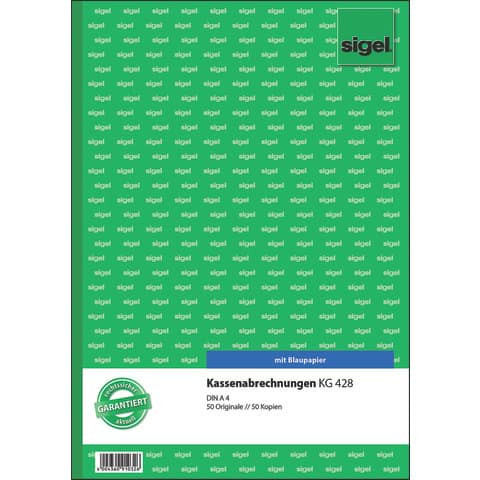 Kassenabrechnungen - A4, einfaches Satzbild, 1. und 2. Blatt bedruckt, 2 x 50 Blatt