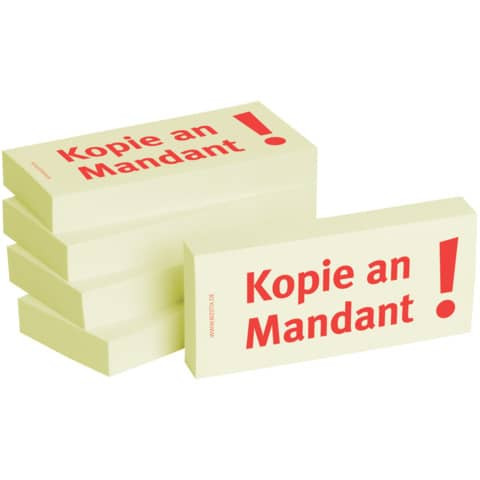 Haftnotizen "Kopie an Mandant" - 75 x 35 mm, 5x 100 Blatt