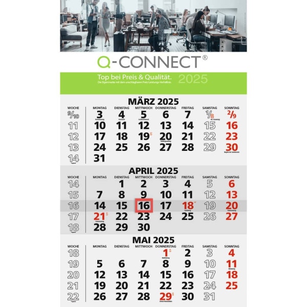 3-Monats-Wandkalender Q-CONNECT 70290