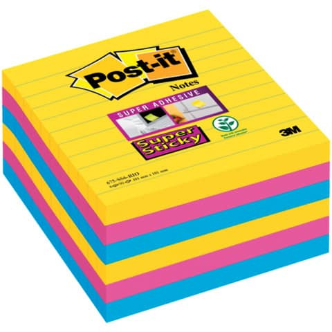 Haftnotiz Super Sticky Notes - 101 x 101 mm, liniert, 6x 90 Blatt