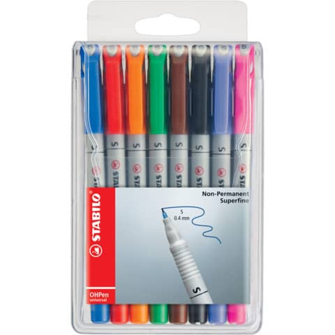 Folienstift OHPen S Etui 8 Farben STABILO 851/8 wasserlöslich