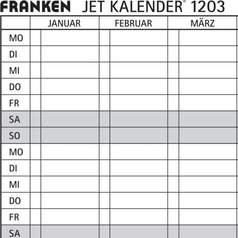 Datumsstreifen, 191 x 695 mm, weiß