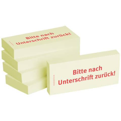 Haftnotizen "Bitte nach Unterschrift zurück" - 75 x 35 mm, 5x 100 Blatt