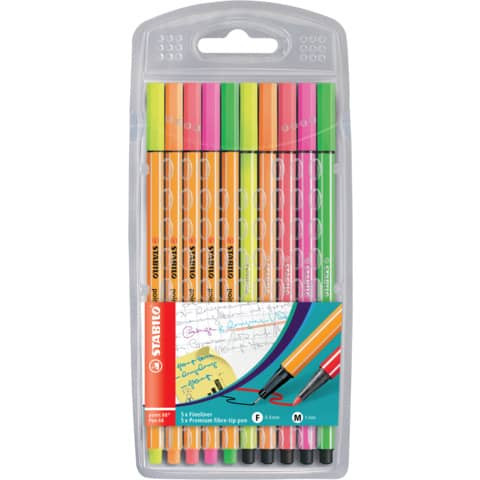 Feinliner Point88 + Pen68 neon Etui 10St STABILO 8868/10-1