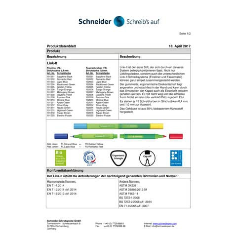 Fineliner Link-It schwarz SCHNEIDER 191201 0,4mm