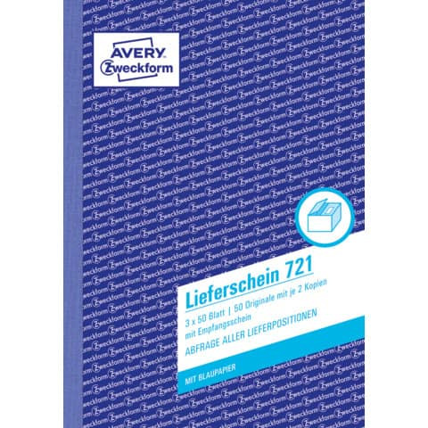 721 Lieferscheine mit Empfangsschein, DIN A5, mit Empfangsschein, 3 x 50 Blatt, weiß, gelb, rosa