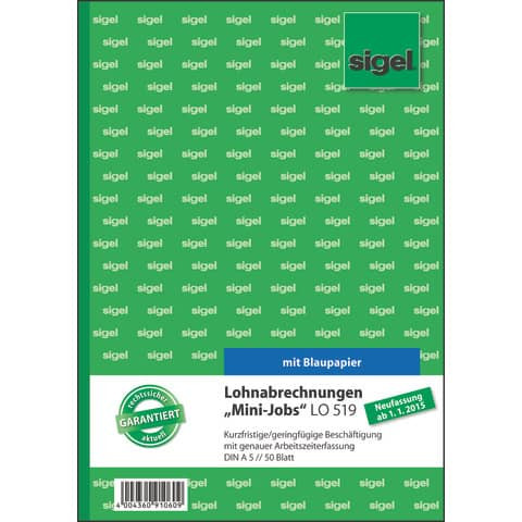 Lohnabrechnungen "Mini-Jobs" - A5, 50 Blatt