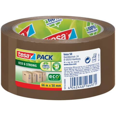 Verpackungsklebeband tesapack® Eco & Strong - PP, 66 m x 50 mm, braun