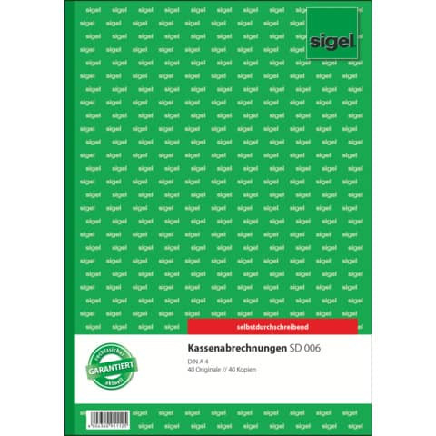 Kassenabrechnungen - A4, 1. und 2. Blatt bedruckt, SD, MP, 2 x 40 Blatt