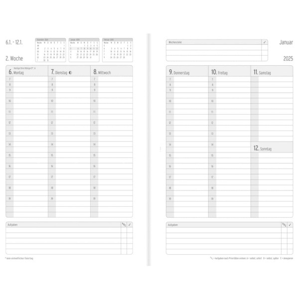 Buchkalender Softcover A5 2025 weiß CHRONOPLAN 50935