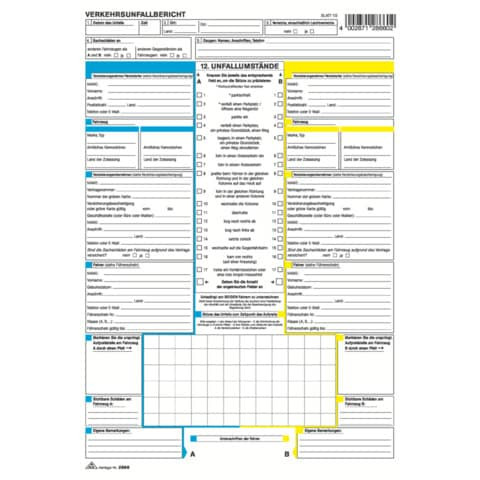 Verkehrsunfallbericht SD RNK 2866 A4 2-fach
