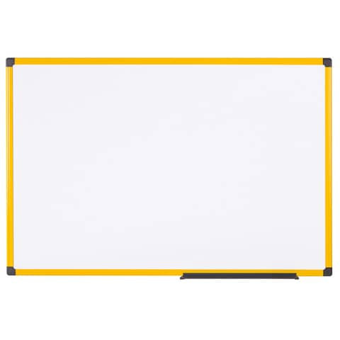 Whiteboard Ultrabrite - 90 x 60 cm, lackierter Stahl, gelber Aluminiumrahmen, weiß