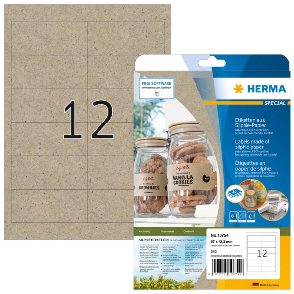 Universaletiketten 97x42,3mm naturbraun HERMA 10754 permanent Silphie-Papier