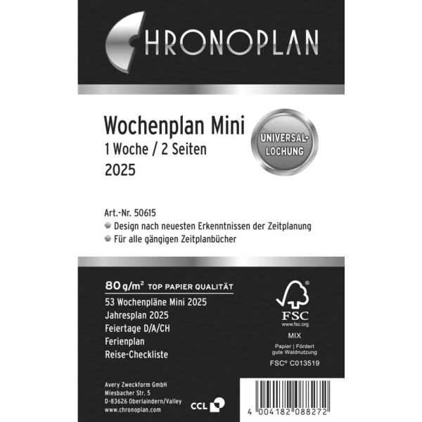 Wochenplan Mini, 2025 CHRONOPLAN 50615