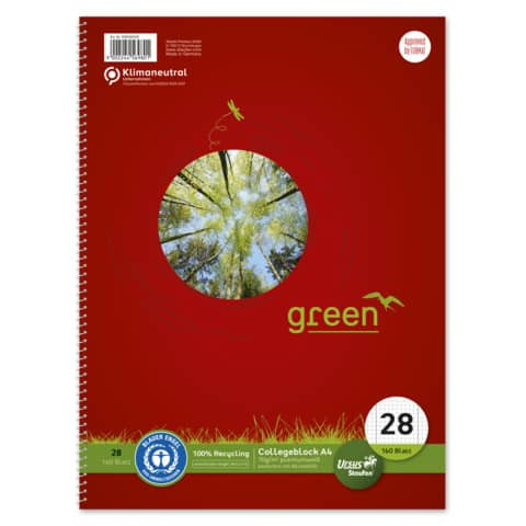 Collegeblock LIN28 - A4, 160 Blatt, 70g/qm, kariert mit Rand