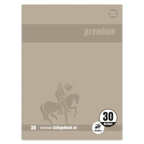 Collegeblock A4 80BL Lin.30 blanco weiß STAUFEN PREMIUM 734451305 ohne Rand