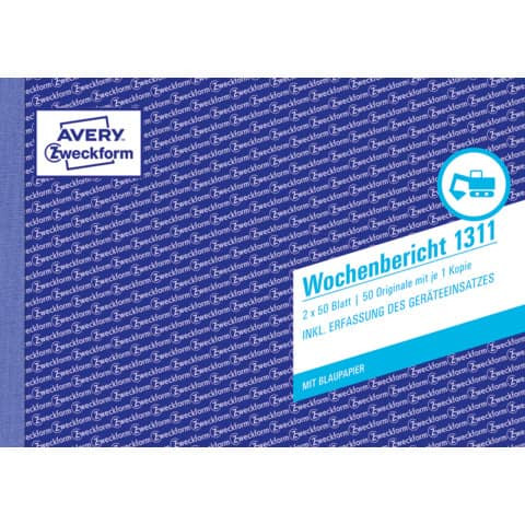 1311 Wochenbericht, DIN A5 quer, vorgelocht, 2 x 50 Blatt, weiß, gelb