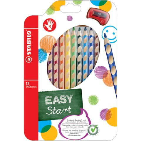 Farbstift EASYcolors rechts Etui 12 St. STABILO 332/12 sortiert