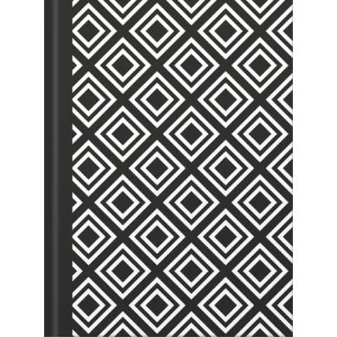 Notizbuch black&white rhombus - A5, Pünktchenlineatur, 96 Blatt