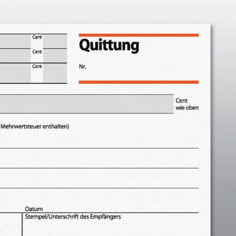 Quittungen mit Sicherheitsdruck - A6 quer, 1. und 2. Blatt bedruckt, MP, BL, 3 x 50 Blatt