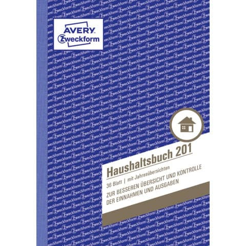 201 Haushaltsbuch, DIN A5, mit Jahresübersicht, 36 Blatt, weiß