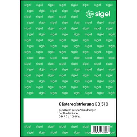 Formularbuch Gästeregistrierung grün SIGEL GB510