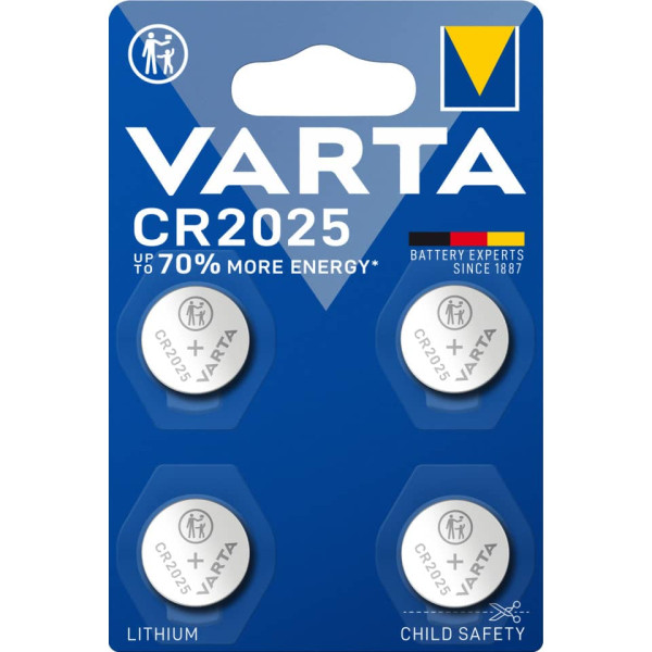 Knopfzellen-Batterie CR2025 4ST silber VARTA 06025 101 404