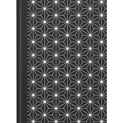 Notizbuch black&white stars - A5, Pünktchenlineatur, 96 Blatt