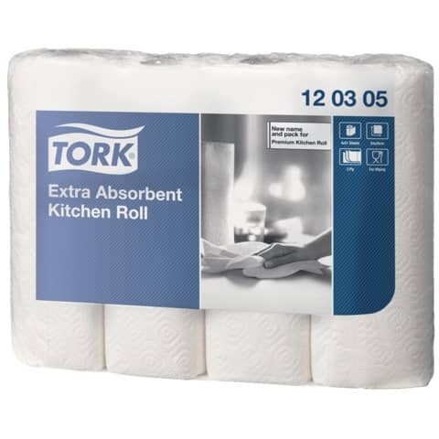 Premium Küchenrolle 26 x 24 cm, 3-lagig, weiß 4 Rollen je 51 Blatt