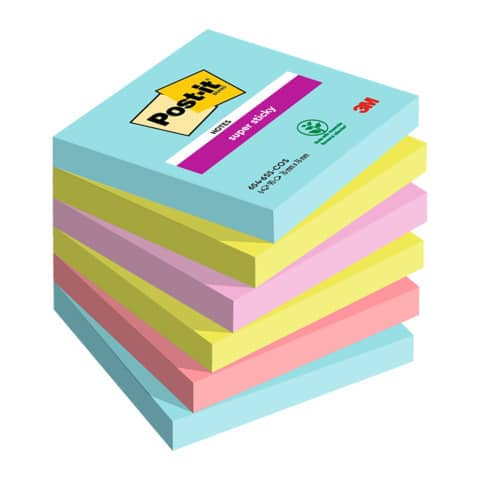 Haftnotiz Super Sticky Notes - 76 x 76 mm, 6x 90 Blatt