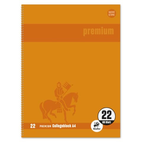 Collegeblock A4 80BL Lin.22 orange STAUFEN PREMIUM 734451387 mit Rand innen