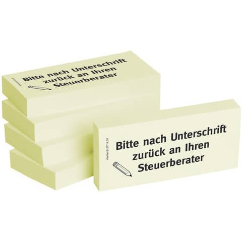 Haftnotizen "Bitte nach Unterschrift zurück an Ihren Steuerberater" - 75 x 35 mm, 5x 100 Blatt