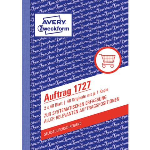 1727 Auftrag, DIN A6, selbstdurchschreibend, 2 x 40 Blatt, weiß, gelb