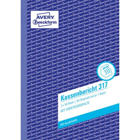 317 Kassenbericht, DIN A5, vorgelocht, 2 x 50 Blatt, weiß, gelb