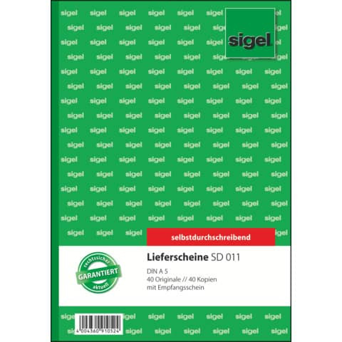 Lieferscheine mit Empfangsschein - A5, 1. und 2. Blatt bedruckt, SD, MP, 2 x 40 Blatt