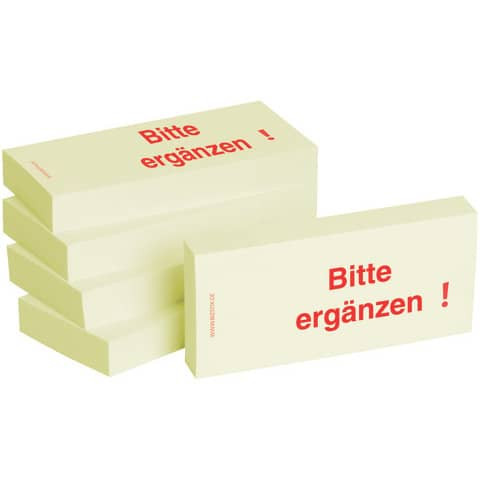 Haftnotizen "Bitte ergänzen" - 75 x 35 mm, 5x 100 Blatt