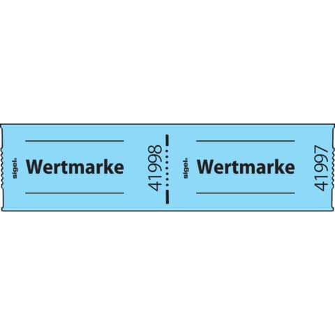 Gutscheinmarken-Rollen »Wertmarke« - blau, fortlaufend nummeriert, 60x30 mm, 500 Stück