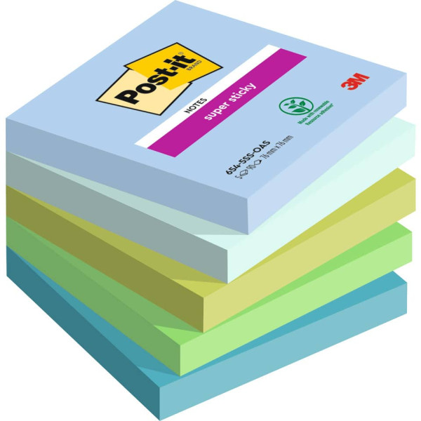 Haftnotizblock Oasis 5x90BL sortiert POST-IT 654-5SS-OAS 76x76 mm